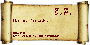 Balás Piroska névjegykártya