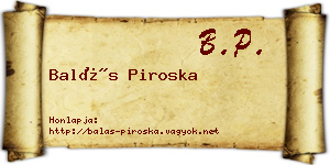 Balás Piroska névjegykártya